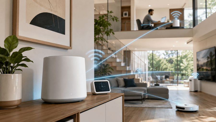 draadloze wifi router in woonkamer