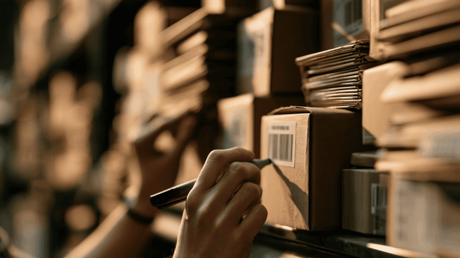 overtollige voorraad sorteren en labelen in het magazijn