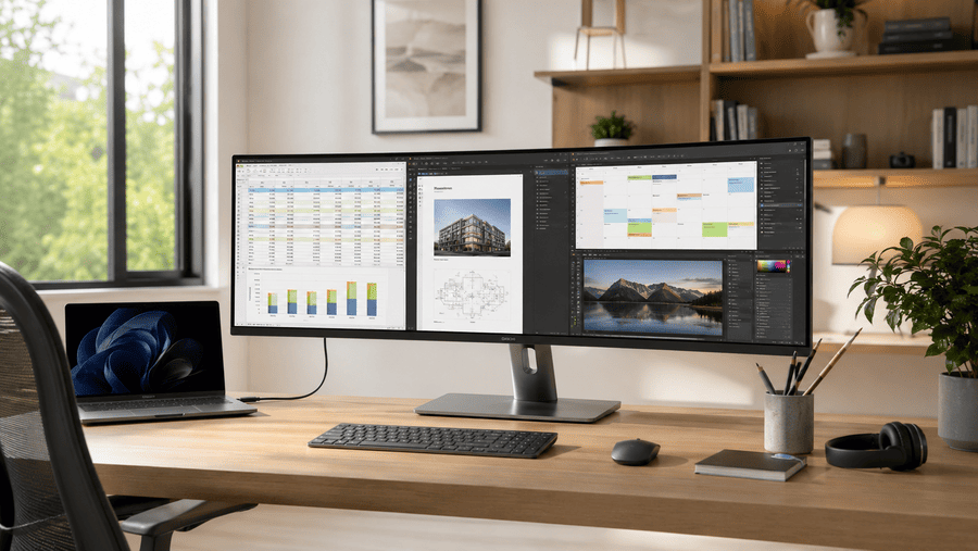 ultra wide monitor op bureau